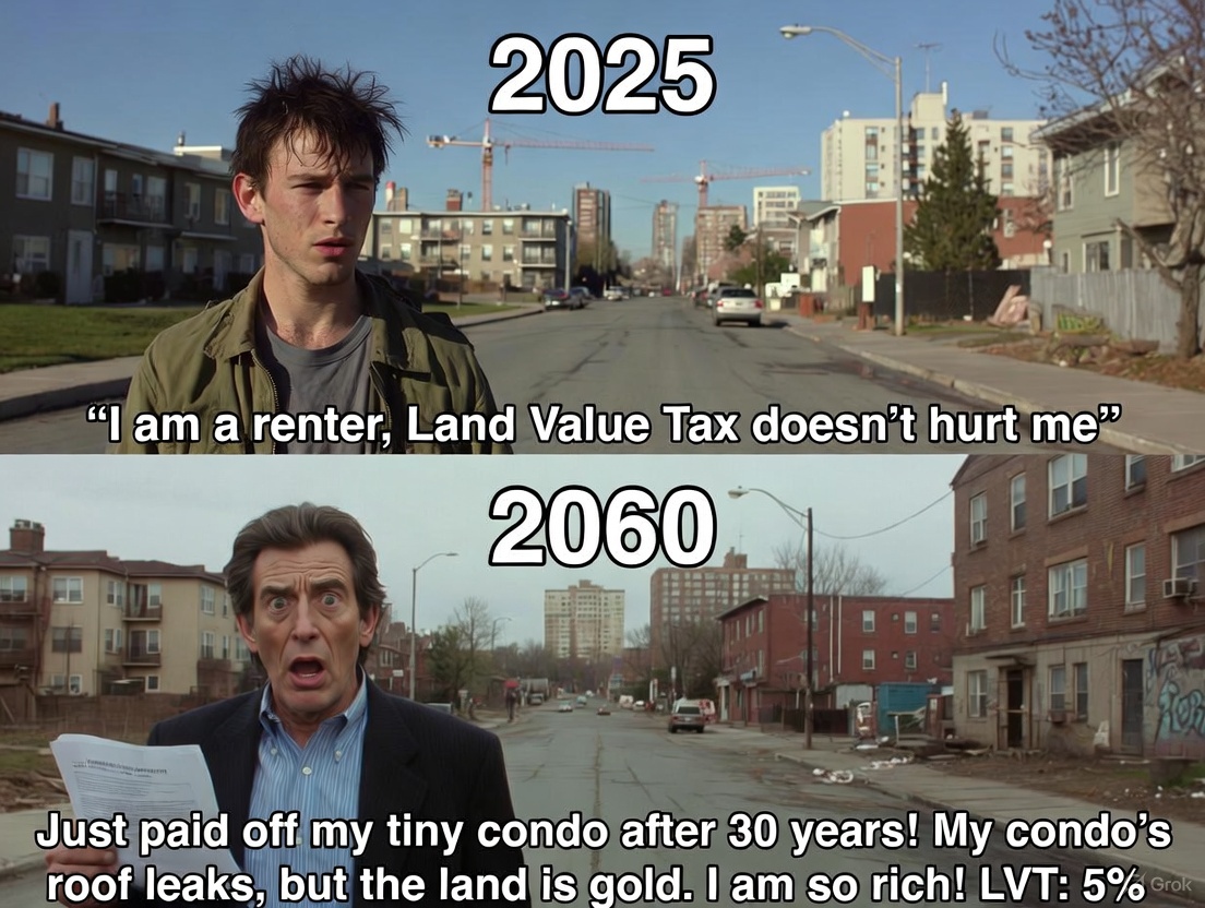 LVT: From 'it won't hurt renters' to 'congratulations on paying off your condo, now pay rent to the state forever'